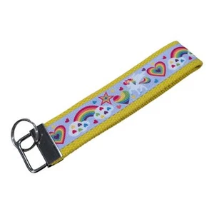Rainbows Unicorns Keychain Wristlet Handmade Key Ring FOB Accessory Heart Cloud - Picture 1 of 7