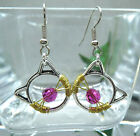 02807 - Earrings Cat Head Made With Swarovski Crystal, Surgical Steel Earwires
