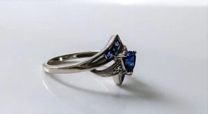 2.21Ct Trillion Lab-created Sapphire Bypass Wedding Ring 925 Sterling Silver - Picture 1 of 5