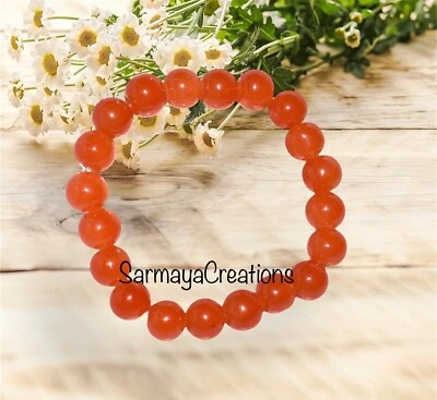 Pulsera elástica de cuarzo naranja con piedras preciosas, pulsera redonda de cuarzo para hombre, mujer  Foto 1 de 2