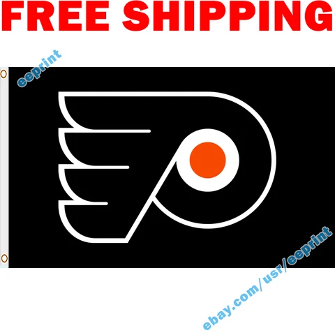 Deluxe Philadelphia Flyers Logo BLACK Flag Banner 3x5 NHL 2022 Fan Home Decor Cover