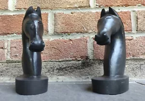 Antique Pair Of Sculpture Horse Bust Brutalist H 16 CM Collection Vintage - Picture 1 of 7