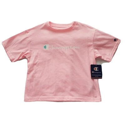 Champion Short Sleeve Pink Crop Top T Shirt, Girls Size 6, (M) - Image 1 of 4
