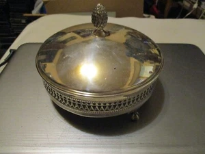 The Sheffield Silver Co. Covered Glass in Holder Claw Foot Candy Bowl USA - Picture 1 of 7