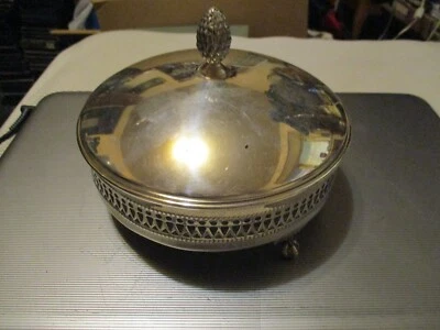 The Sheffield Silver Co. Cuenco de caramelo con pie de garra de vidrio cubierto EE. UU. Foto 1 de 4