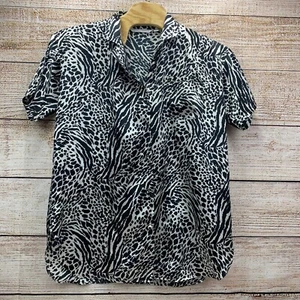 Victoria's Secret kurzärmliges Oberteil Bluse Animal-Print Knopfleiste [Größe Large] - Bild 1 von 6