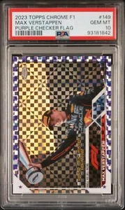 2023 Topps Chrome Formula 1 #149 Max Verstappen Purple Checker Flag PSA 10 - Picture 1 of 2