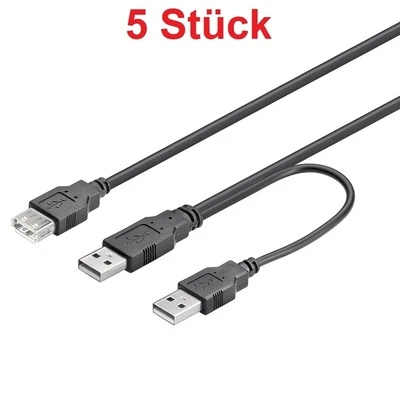 30cm 2.0 Y USB Kabel Adapter Verteiler Splitter 1x Buchse Kupplung an 2x Stecker - Bild 1 von 2
