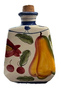 Jay Import Company Porcelain Wine Bottle with Cork & Fruit Designs-Made In China - Picture 1 of 4