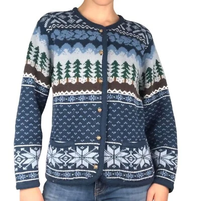 Cárdigan Suéter Crystal Kobe Petite Vintage Exterior Tejido Intarsia Talla Sp Foto 1 de 4