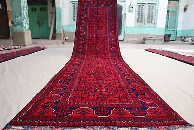 3x10 "Stunning Red Afghan Runner - Handwoven Art for Every Space" - Image 1 of 4