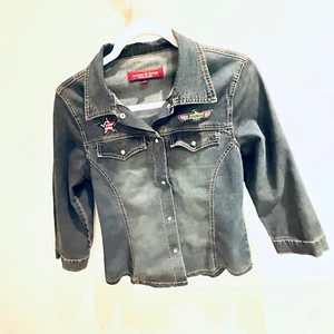 Studio Si Jeans Denim Jacket Patches Western Style Kids Size 11 - Picture 1 of 5