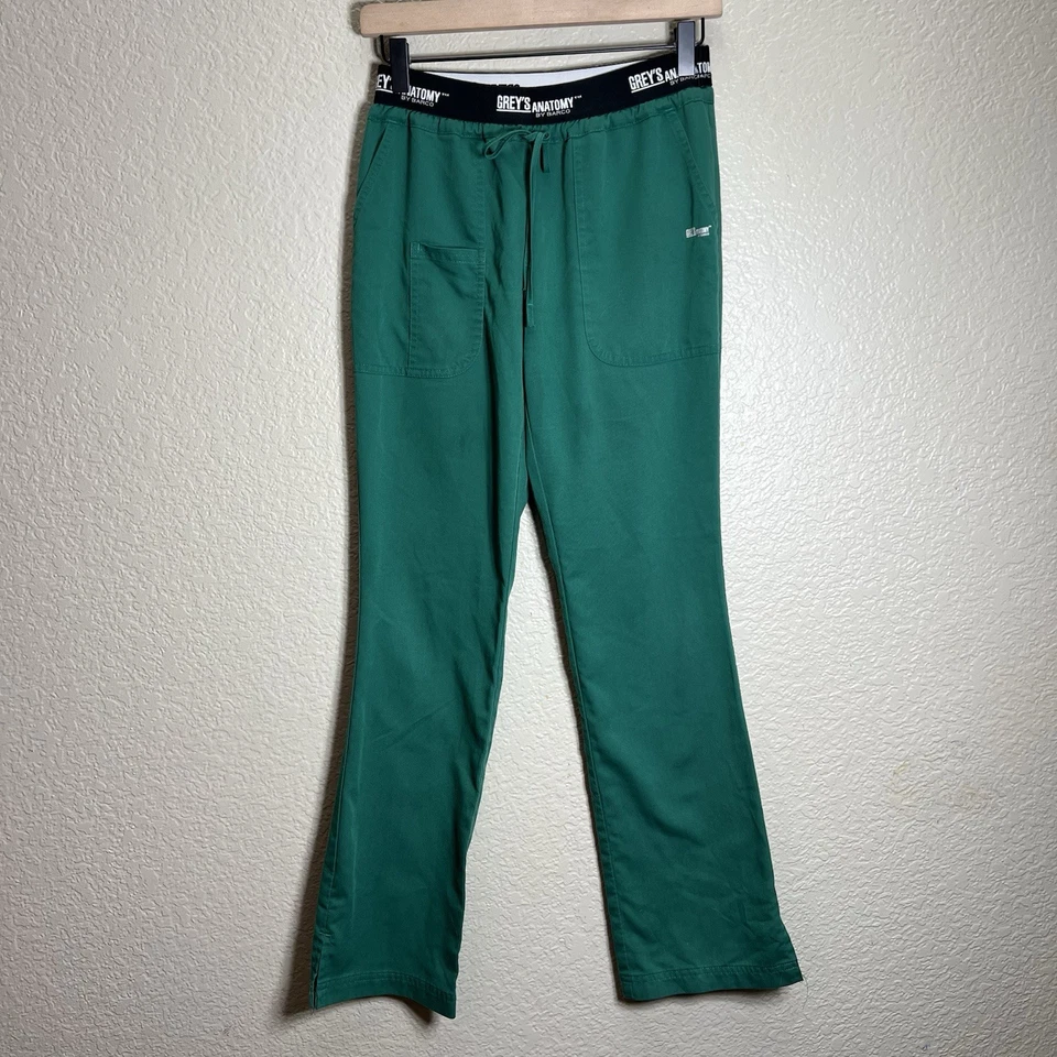 Grey's Anatomy Active Scrubs Pants Women's XS Green Flare Leg Drawstring Pockets - Image 1 of 4