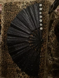 Large Glitter Folding Hand Fan Customized Handheld Fan Boots On The Ground - Picture 1 of 4