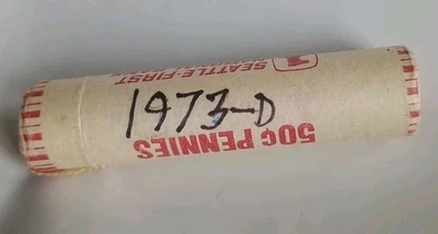 1973-D Lincoln Cent Penny Gem BU Roll OBW Uncirculated - Image 1 of 4