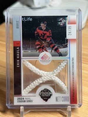 ERIK HAULA 2024-25 SP Game Used Hockey Stadium Series Net Cord 28/35 NJ Devils - Image 1 of 2