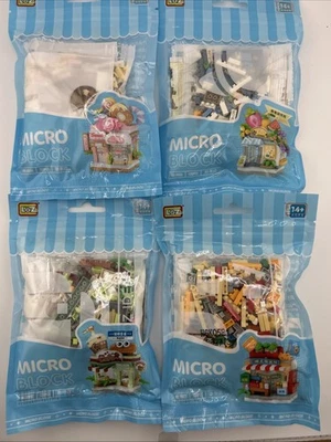 LOZ Micro Block Lot of 4 - candy store, coffee shop, grocery store, fruit store - Image 1 of 4