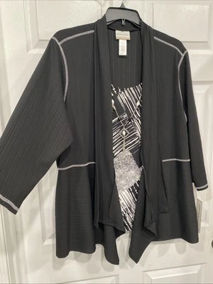 Blusa de mujer 3x - 1 pieza Manga 3/4 - Negro Blanco Multi-Alfred Dunner Nuevo con Etiquetas Foto 1 de 4