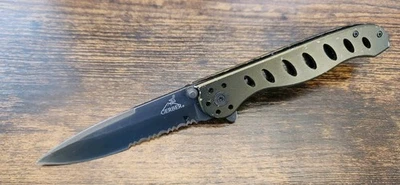 Green Gerber Evo Mid Size Drop Point Combo Edge Folding Pocket Knife - 360 - Image 1 of 4