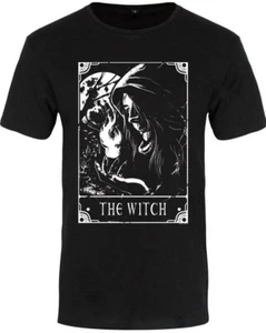 The Witch Tarot Card Black T-Shirt, Gothic Supernatural Fire Magic, Deadly Tarot - Picture 1 of 4