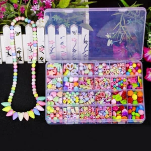 580pcs Girls Kids Necklace Bracelet Make Own Beads Jewellery Making Set Box Kit - Picture 1 of 10