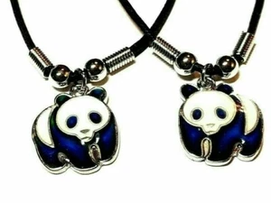 New BEST FRIEND Mood Panda 2 Pendants Necklace Set BFF Friendship - Picture 1 of 1