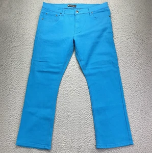 Victorious Pants Men 38x30 Teal Blue 5 Pocket Cotton Stretch Denim Chino Jean - Picture 1 of 14
