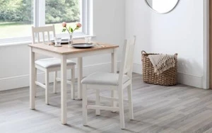 Solid White Oak Square Dining Table & 2 Dining Chairs W75cm x D75cm x H75cm MOOR - Picture 1 of 12