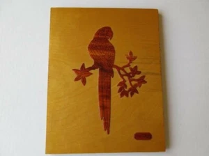 Wooden Veneer Parrot Picture unframed - Picture 1 of 1