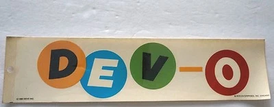 Vintage Retro Authentic Genuine RARE 1980 DEVO Unused Bumper 12" X 3" Sticker - Image 1 of 2