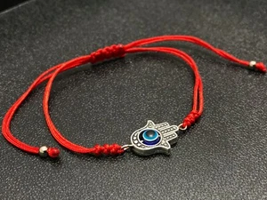 Hamsa Hand Red Cord KABBALLHA lucky Blue Evil Eye Kabbalah Bracelet Adjustable - Picture 1 of 6
