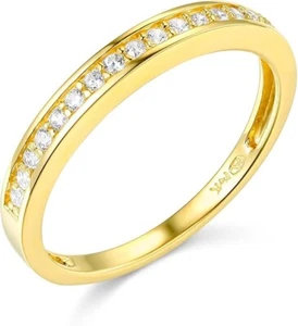 0.70 Ct Round Real 14k Yellow Gold Created Diamond Engagement Wedding Band Ring - Picture 1 of 3