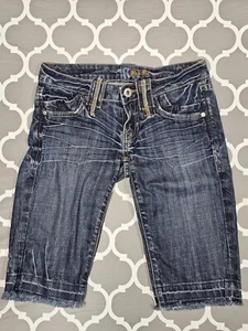 Miss Me Women's Long Cut Off Shorts Size W 26 Dark Wash  - Picture 1 of 6