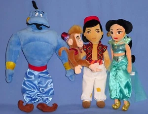 Disney Plush Aladdin-Princess Jasmine/Sparkle-Genie -Abu-Prince Ali/Musical-LOT - Picture 1 of 14