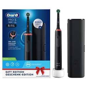 Oral-B Pro 3 3500 Black Edition Elektrische Zahnbürste, Inkl. Reiseetui