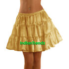 Light Gold - Girl Satin Tiered Skirt Short Mini Dress Women Retro Elastic Club