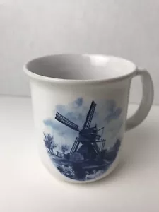 Ter Steege Delft BV Blauw Hand Decorated in Holland Coffee White Blue Mug Cup - Picture 1 of 5