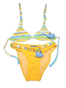  SWIM BATHING Suit Bikini Two Pc  Buzios Brazil Med Peach Blue Green New Tags  - Picture 1 of 10