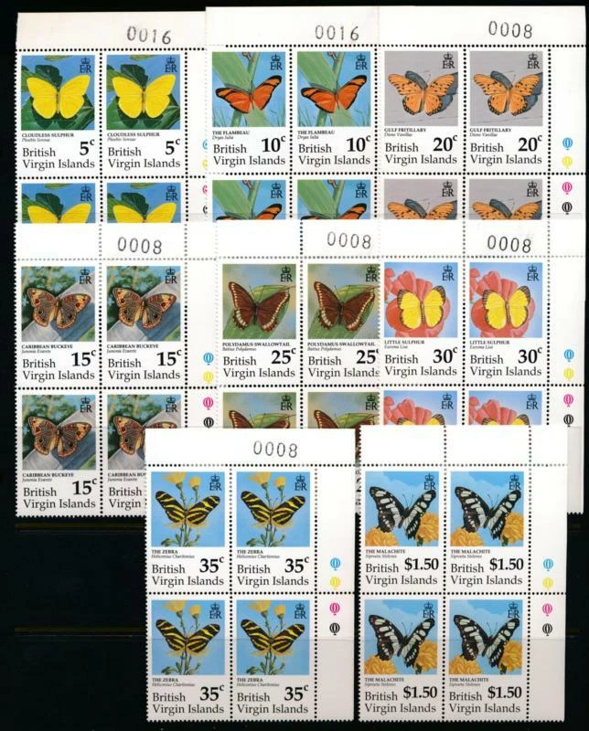 VIRGIN ISLANDS 711 - 718 完好全新 4 块蝴蝶 — 第 1/1 张图片