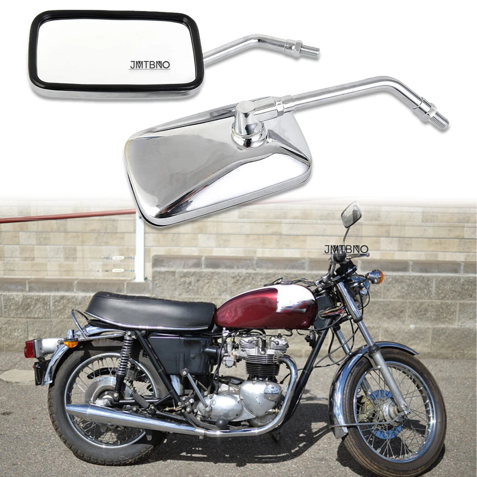 Espejo retrovisor rectangular cromado 10 mm para moto Triumph Bonneville 650 750 Foto 1 de 4