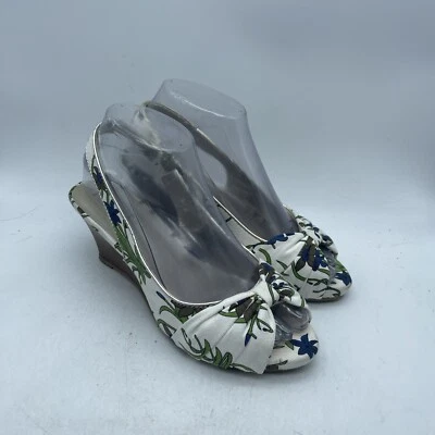 Винтажные женские Merona цветочный заглянуть носок слинга на танкетке каблуки туфли размер 6,5 - Изображение 1 из 4