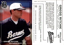 Gregg Ritchie Signed 2001 Grandstand Birmingham Barons #27 Card