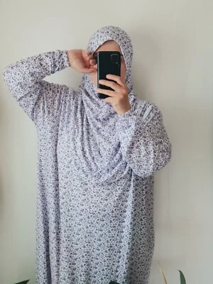 One peace cotton  Prayer Dress Salah Abaya Attached Scarf jilbab khimar islamic  - Image 1 of 4