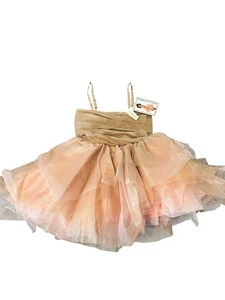 Oh La La Couture Dress Size 6X/7 Nude & Pink NEW Made with Swarovski Crystals - Picture 1 of 7