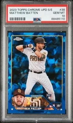 2023 Topps Chrome Sapphire Matthew Batten Rookie #USCS38 PSA 10 GEM MINT RC SD - Image 1 of 2