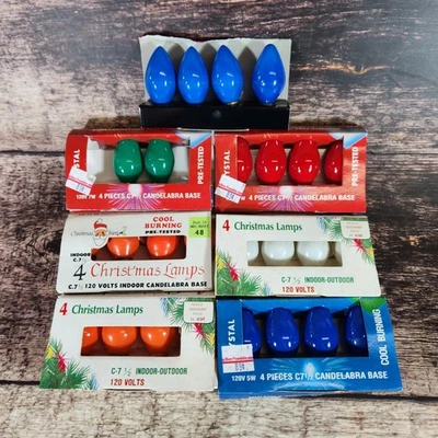 26 pc Lot C 7 1/2 Christmas Tree Light Bulbs C-7 1/2 Vtg & New Red Blue UNTESTED - Image 1 of 4