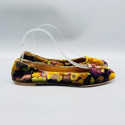 Sapatos femininos Vicini 7,5 multicoloridos veludo floral sapatilhas de balé biqueira redonda - Imagem 1 de 4