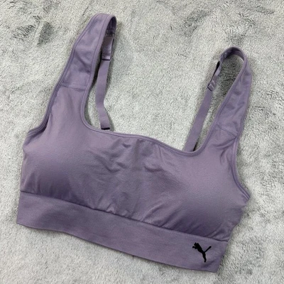 PUMA Sports Bra Women’s XL Purple Seamless Ribbed Stretch Adjustable Straps - Image 1 of 4