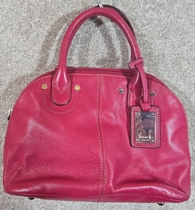 TIGNANELLO rosa genarbtes Leder gewölbt Umhängetasche Organisation sehr gepflegt Hängeetikett - Bild 1 von 14