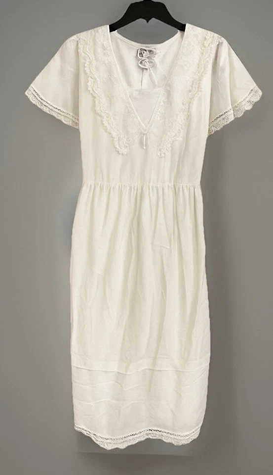 Vintage 70’s Gunne Sax by Jessica Off White Prairie Cottagecore Dress sz 11 / 12 - Imagem 1 de 4